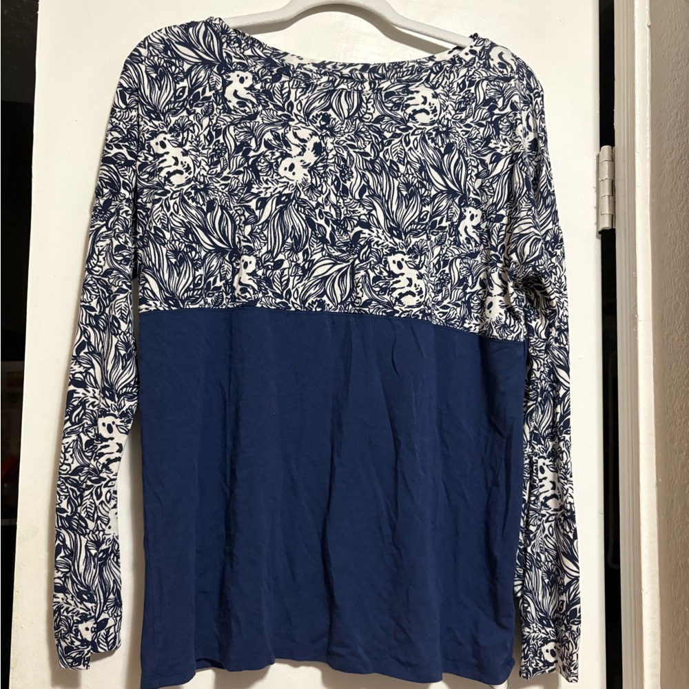 Lilly Pulitzer Navy and White Long Sleeve Top